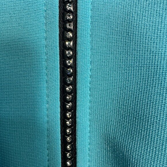 Joseph Ribkoff Full Zip Mixed Media Jacket Size 14 Blue Edgy Minimalist Travel - Picture 9 of 14